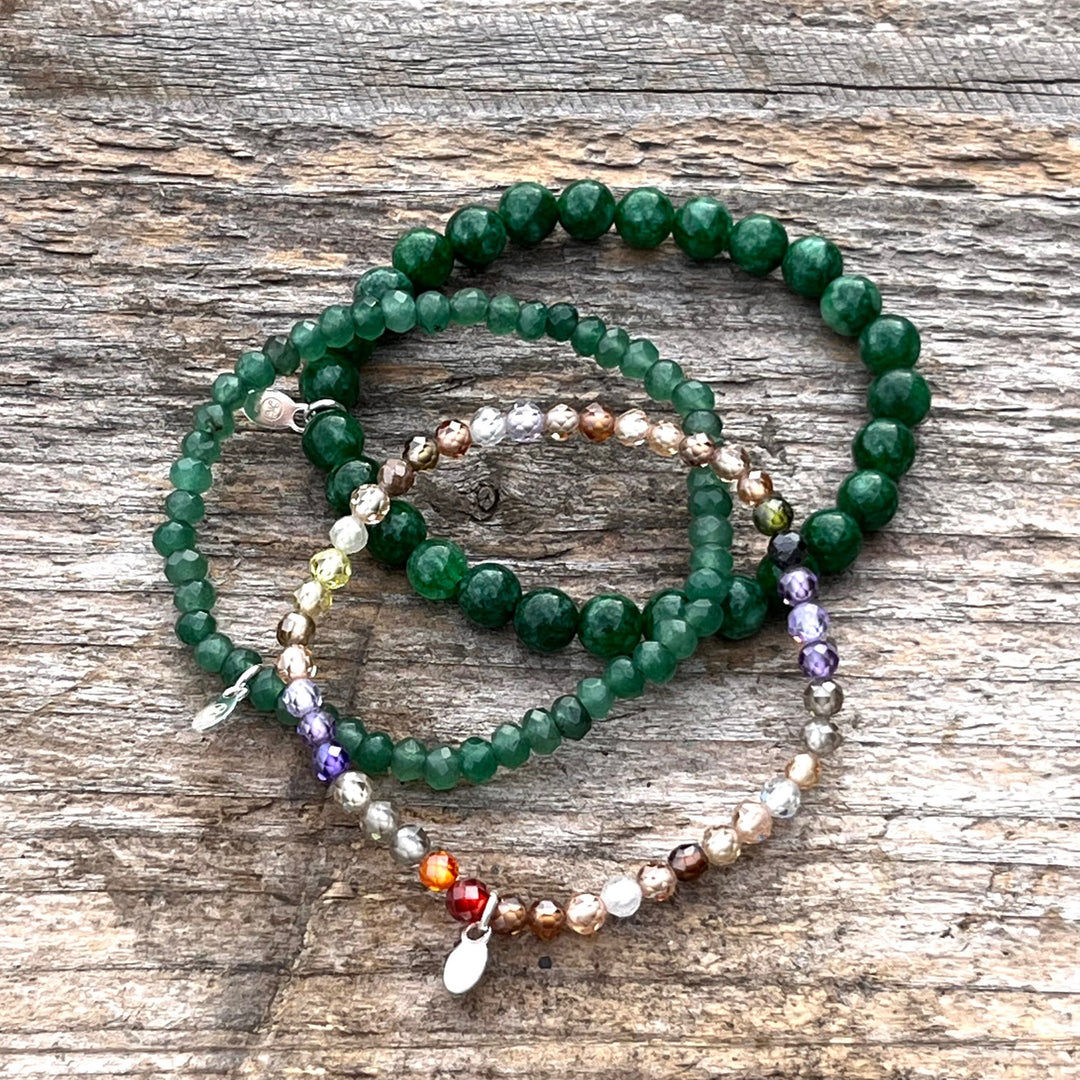 Lucky Stone armband - Jade klar grön fasetterad