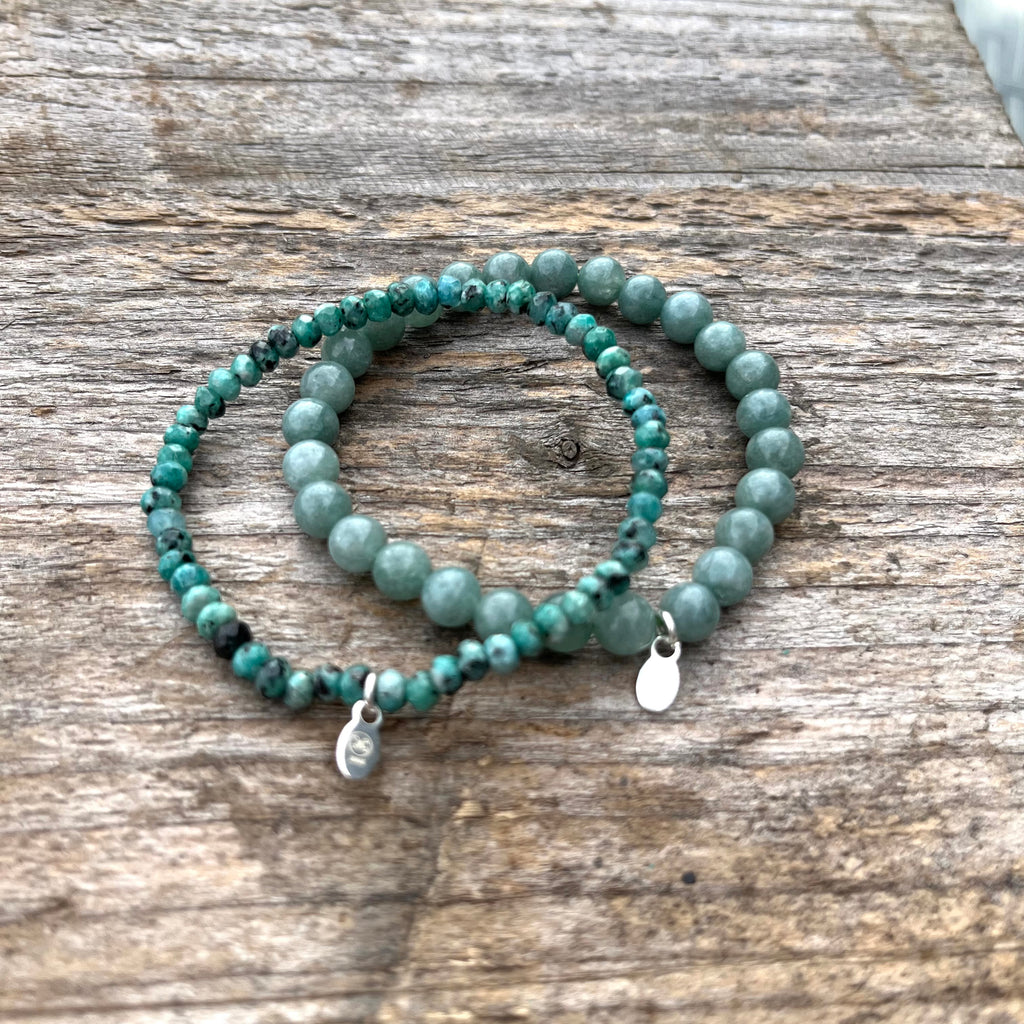 Lucky Stone armbånd - blå/grøn jade