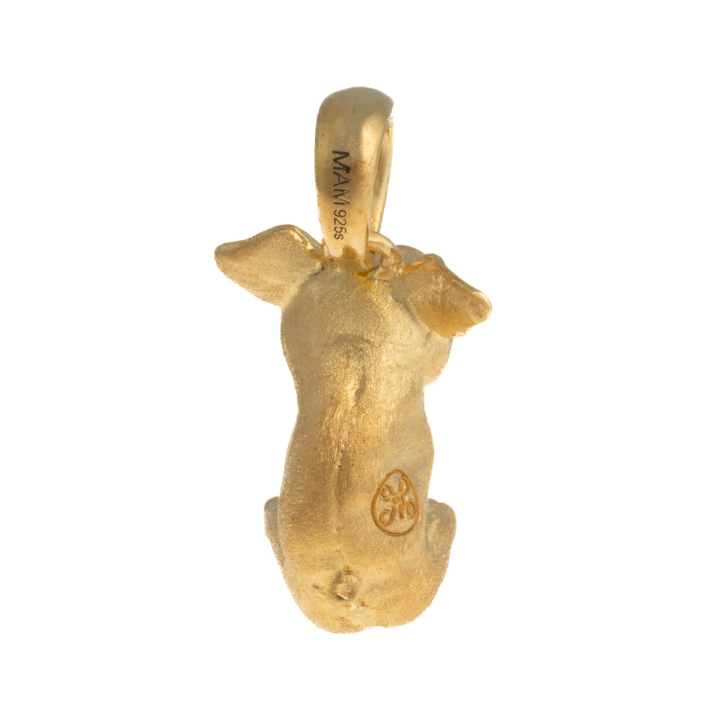 Gris, lille guldbelagt