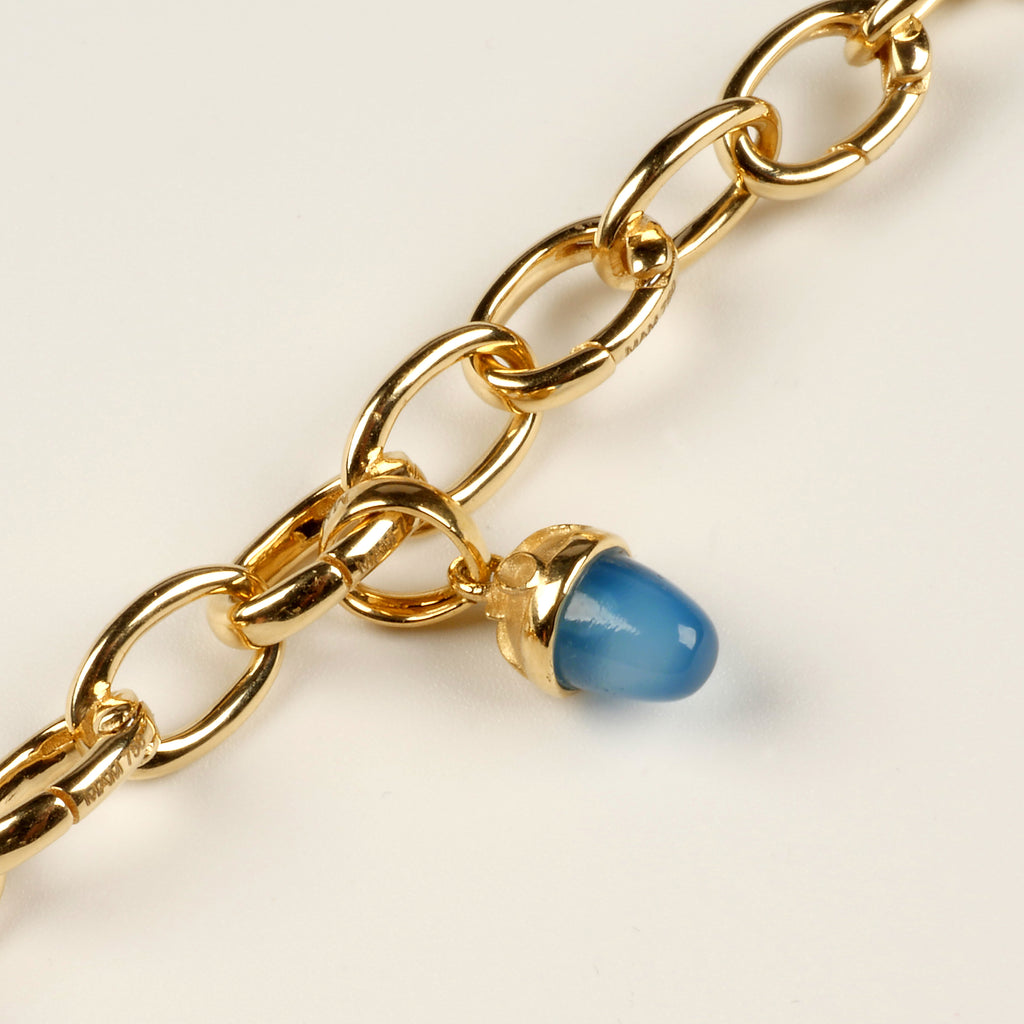 Lucky Drop Blue Chalcedony, 18 kt. Guld