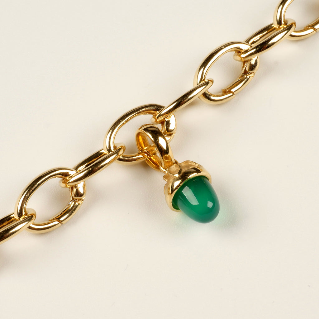 Lucky Drop, Green Agate, 18 kt. Gold