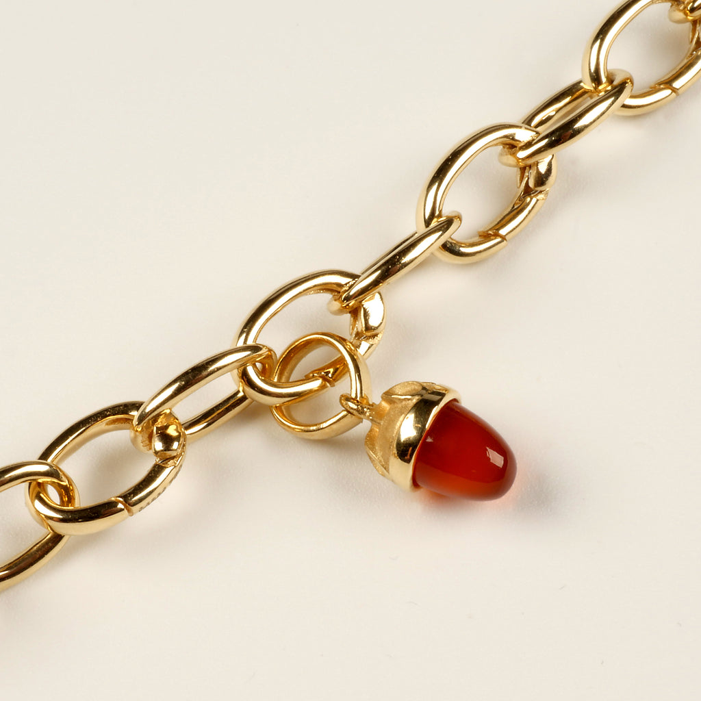 Lucky Drop Red Agat, 18 kt. Gull