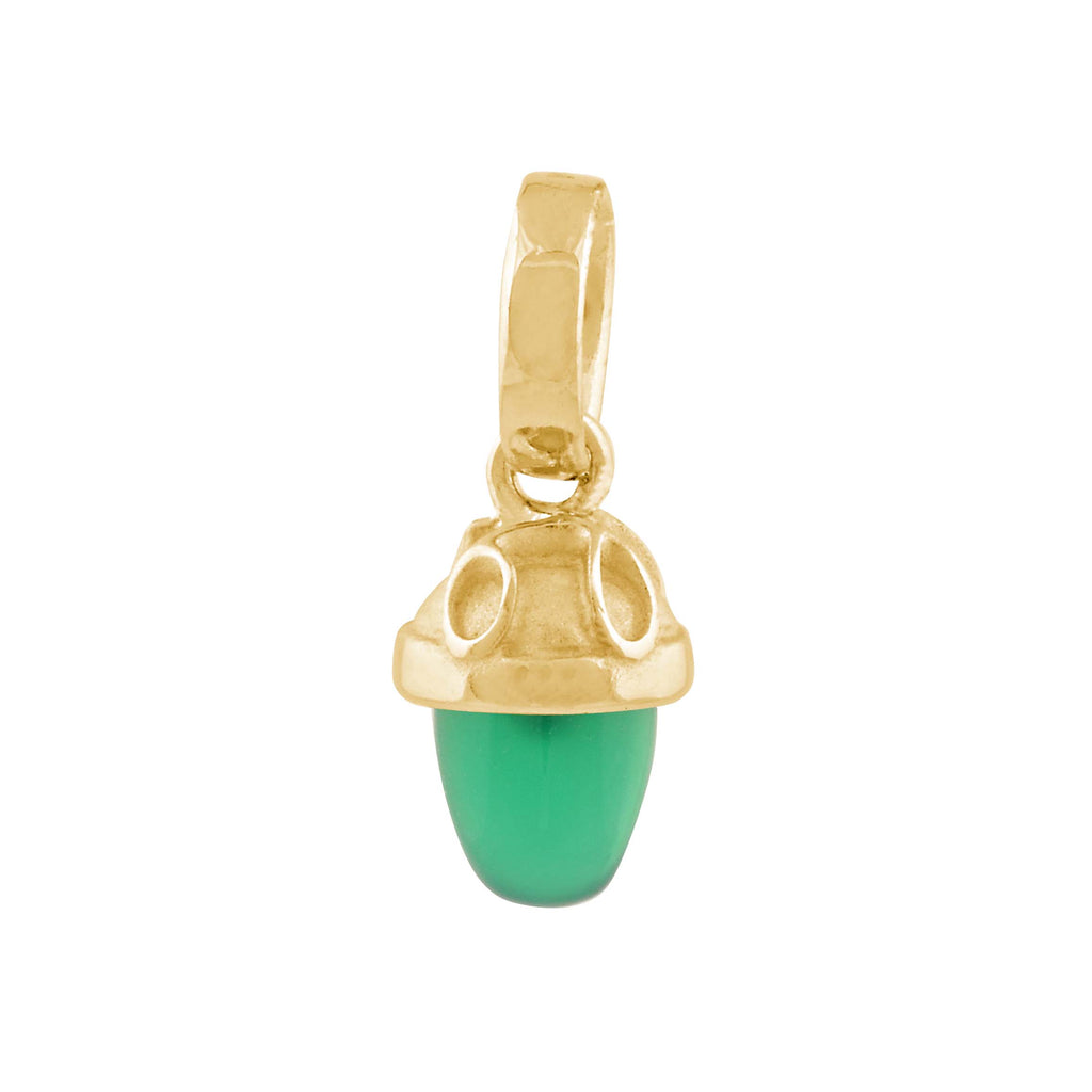 Lucky Drop Green Agat, 18 kt. Gull