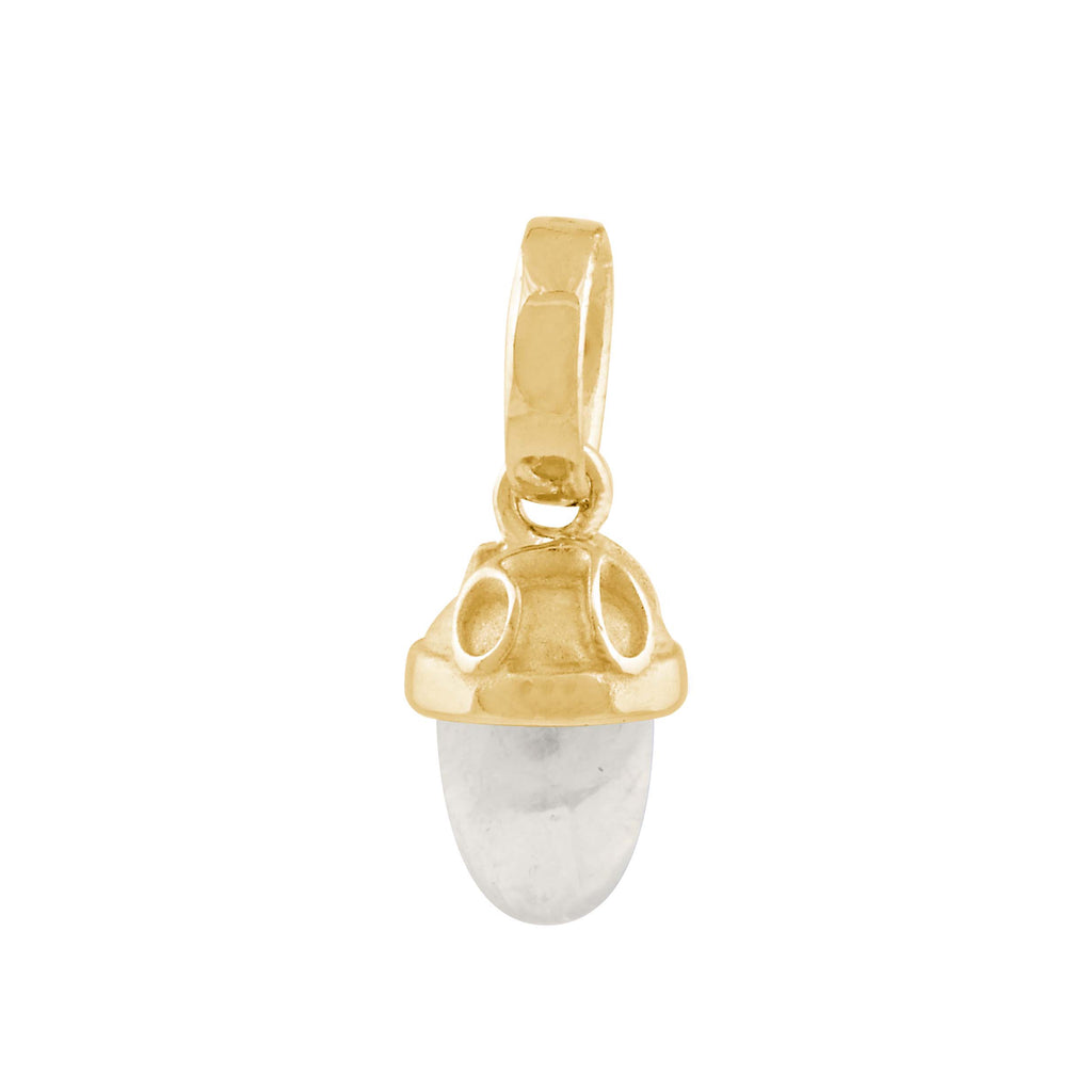 Lucky Drop White rainbow Moonstone, 18 kt. Gold