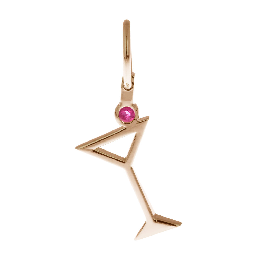 Cocktail Y-Glass with pink sapphire, 18 kt. gold