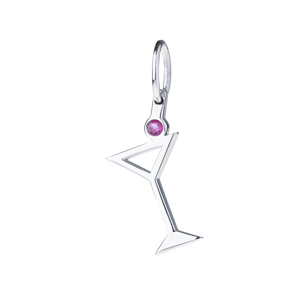 Cocktail Y-Glass with pink sapphire