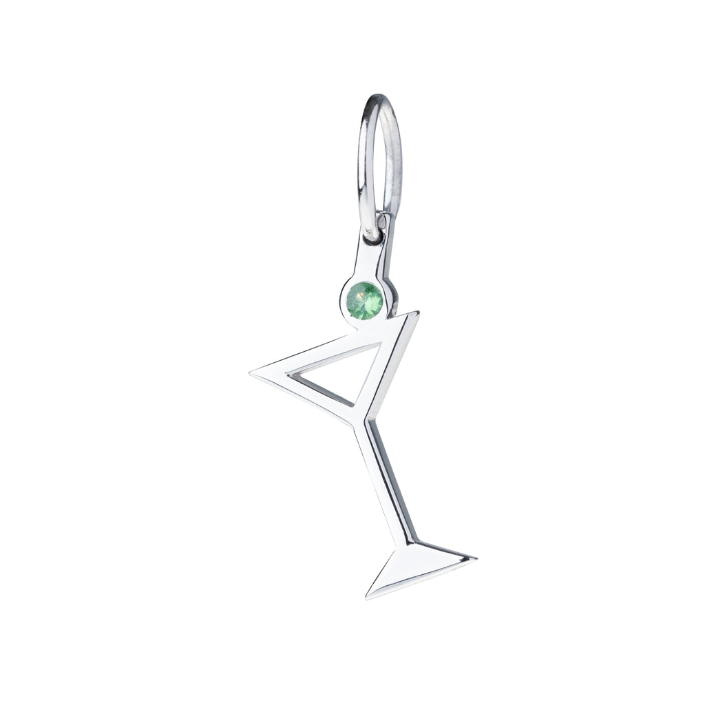 Cocktail Y-Glass with green garnet