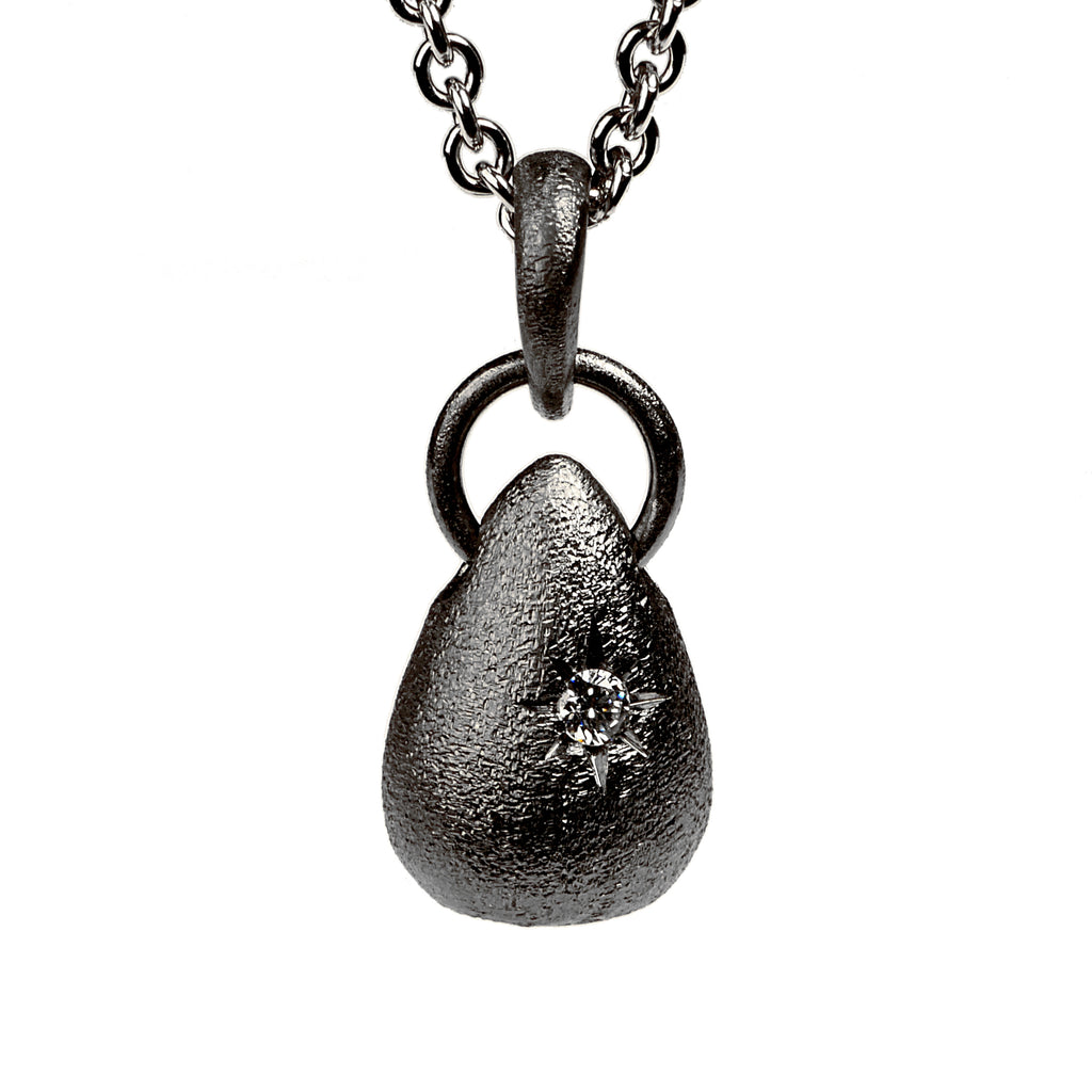 Drop Pendant, Black with white diamond